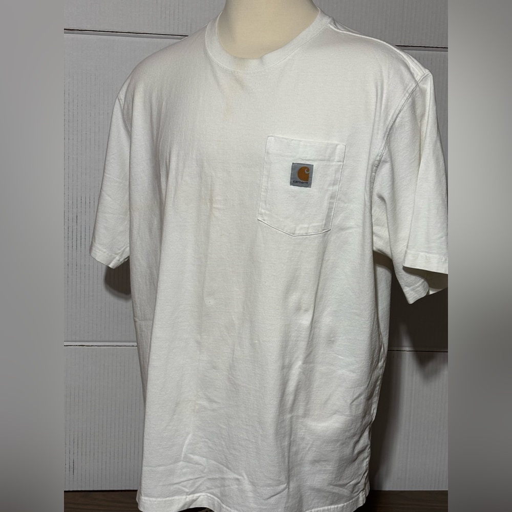 Carhartt loose fit 2XL MENS work tee white. Flawed- seam on left side ne…